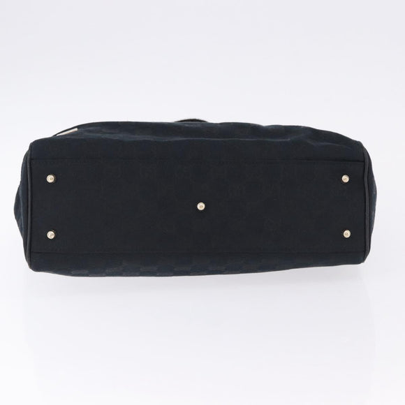 GUCCI GG Canvas Hand Bag Black Gold 145810 Auth 193556A