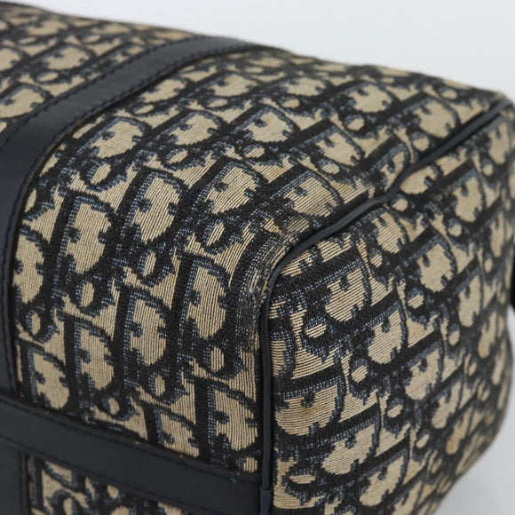 Christian Dior Trotter Canvas Boston Bag Navy Silver Auth 193558
