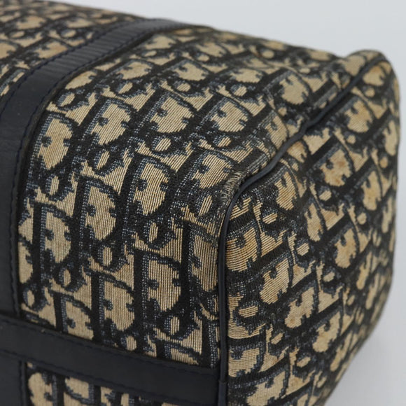 Christian Dior Trotter Canvas Boston Bag Navy Silver Auth 193558