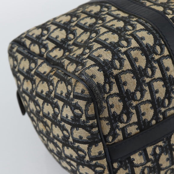 Christian Dior Trotter Canvas Boston Bag Navy Silver Auth 193558