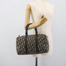 Christian Dior Trotter Canvas Boston Bag Navy Silver Auth 193558-20