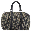 Christian Dior Trotter Canvas Boston Bag Navy Silver Auth 193558-13