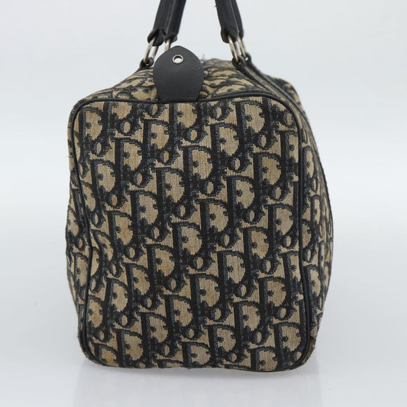 Christian Dior Trotter Canvas Boston Bag Navy Silver Auth 193558