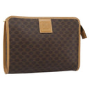 CELINE Macadam Canvas Clutch Bag PVC Leather Brown Gold Auth 193559A-1