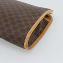 CELINE Macadam Canvas Clutch Bag PVC Leather Brown Gold Auth 193559A-14