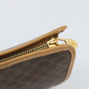 CELINE Macadam Canvas Clutch Bag PVC Leather Brown Gold Auth 193559A-9