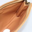 CELINE Macadam Canvas Clutch Bag PVC Leather Brown Gold Auth 193559A-16