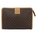 CELINE Macadam Canvas Clutch Bag PVC Leather Brown Gold Auth 193559A-13