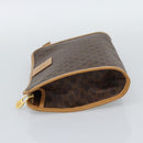 CELINE Macadam Canvas Clutch Bag PVC Leather Brown Gold Auth 193559A-3