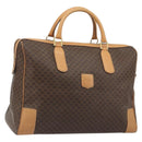 CELINE Macadam Canvas Boston Bag PVC Leather Brown Gold Auth 193560A-1