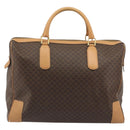 CELINE Macadam Canvas Boston Bag PVC Leather Brown Gold Auth 193560A-3