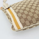 GUCCI GG Canvas Sherry Line Shoulder Bag Beige Gold 144388 Auth 193563A-14