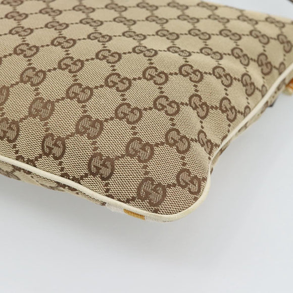 GUCCI GG Canvas Sherry Line Shoulder Bag Beige Gold 144388 Auth 193563A