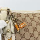 GUCCI GG Canvas Sherry Line Shoulder Bag Beige Gold 144388 Auth 193563A-17