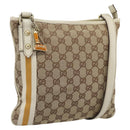 GUCCI GG Canvas Sherry Line Shoulder Bag Beige Gold 144388 Auth 193563A-1