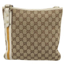 GUCCI GG Canvas Sherry Line Shoulder Bag Beige Gold 144388 Auth 193563A-2