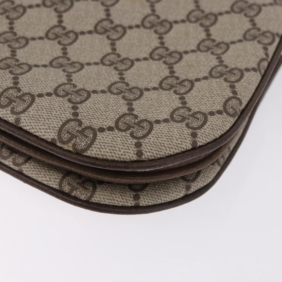 GUCCI GG Supreme Shoulder Bag PVC Beige Gold Auth 193564