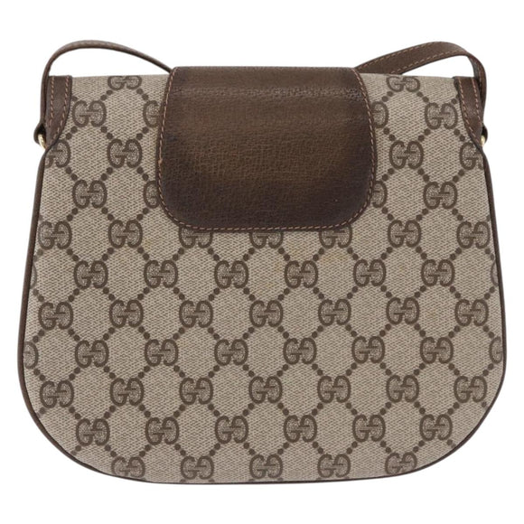 GUCCI GG Supreme Shoulder Bag PVC Beige Gold Auth 193564