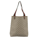 GUCCI GG Supreme Web Sherry Line Tote Bag PVC Beige 40 02 003 Auth 193566-2