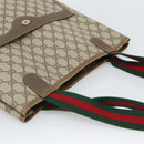 GUCCI GG Supreme Web Sherry Line Tote Bag PVC Beige 40 02 003 Auth 193566-6