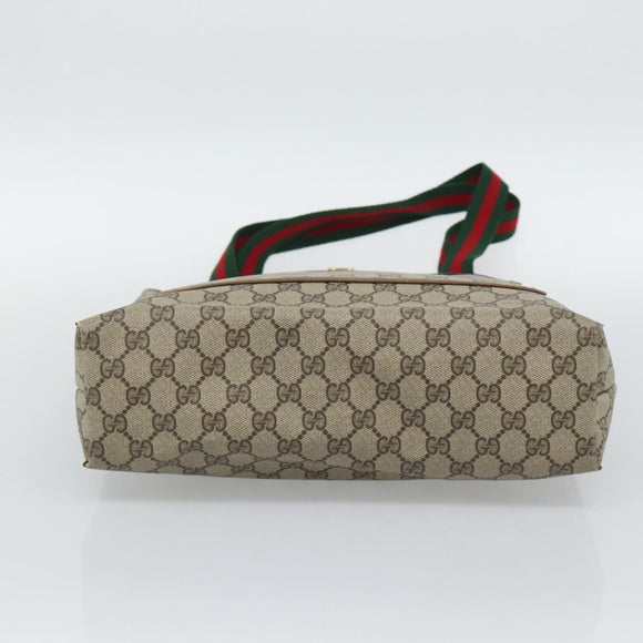 GUCCI GG Supreme Web Sherry Line Tote Bag PVC Beige 40 02 003 Auth 193566