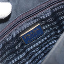 PRADA Chain Hand Bag Nylon Navy Gold Auth 193568A-16
