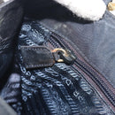 PRADA Chain Hand Bag Nylon Navy Gold Auth 193568A-20