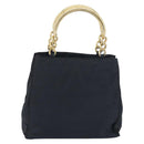 PRADA Chain Hand Bag Nylon Navy Gold Auth 193568A-3