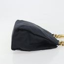 PRADA Chain Hand Bag Nylon Navy Gold Auth 193568A-4