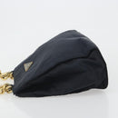 PRADA Chain Hand Bag Nylon Navy Gold Auth 193568A-5