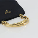 PRADA Chain Hand Bag Nylon Navy Gold Auth 193568A-7