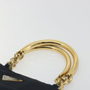 PRADA Chain Hand Bag Nylon Navy Gold Auth 193568A-8