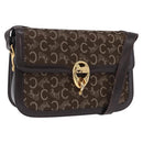 CELINE C Sulky Horse Carriage Shoulder Bag Canvas Brown Gold Auth 193569A-1
