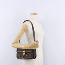 CELINE C Sulky Horse Carriage Shoulder Bag Canvas Brown Gold Auth 193569A-26