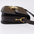 CELINE C Sulky Horse Carriage Shoulder Bag Canvas Brown Gold Auth 193569A-4