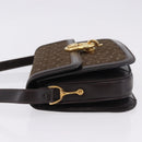 CELINE C Sulky Horse Carriage Shoulder Bag Canvas Brown Gold Auth 193569A-5