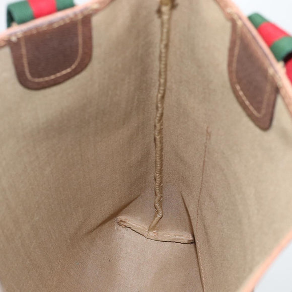 GUCCI GG Supreme Web Sherry Line Tote Bag PVC Beige Gold 002 58 6487 Auth 193572
