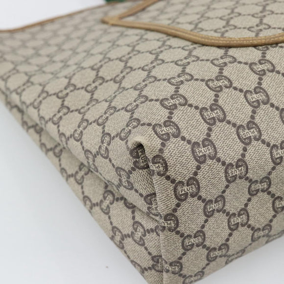 GUCCI GG Plus Supreme Web Sherry Line Tote Bag PVC Beige Gold Auth 193573