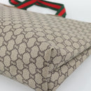 GUCCI GG Plus Supreme Web Sherry Line Tote Bag PVC Beige Gold Auth 193573-17