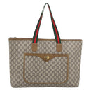 GUCCI GG Plus Supreme Web Sherry Line Tote Bag PVC Beige Gold Auth 193573-13