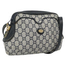 GUCCI GG Supreme Shoulder Bag PVC Navy Gold Auth 193574-1