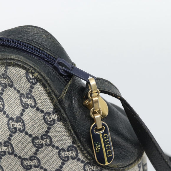 GUCCI GG Supreme Shoulder Bag PVC Navy Gold Auth 193574