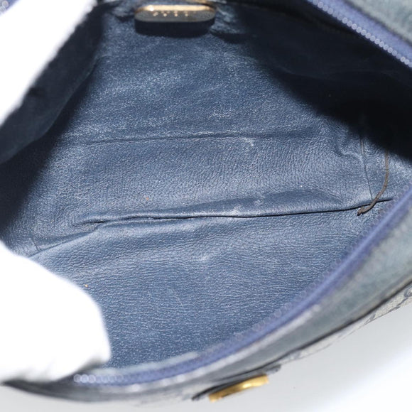 GUCCI GG Supreme Shoulder Bag PVC Navy Gold Auth 193574