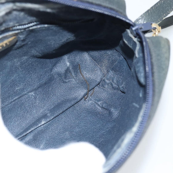 GUCCI GG Supreme Shoulder Bag PVC Navy Gold Auth 193574