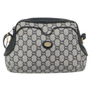GUCCI GG Supreme Shoulder Bag PVC Navy Gold Auth 193574-13