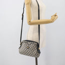 GUCCI GG Supreme Shoulder Bag PVC Navy Gold Auth 193574-21