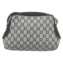 GUCCI GG Supreme Shoulder Bag PVC Navy Gold Auth 193574-2