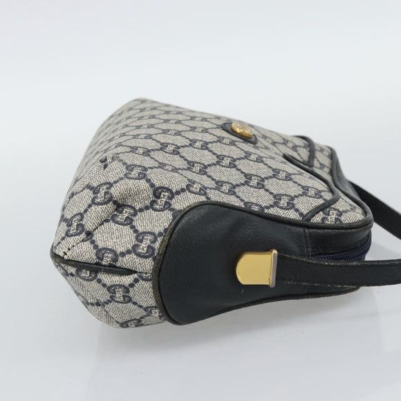 GUCCI GG Supreme Shoulder Bag PVC Navy Gold Auth 193574