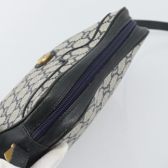 GUCCI GG Supreme Shoulder Bag PVC Navy Gold Auth 193574