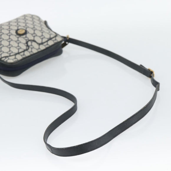 GUCCI GG Supreme Shoulder Bag PVC Navy Gold Auth 193574